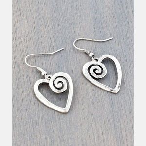 *3/$22* SILVERTONE SWIRL HEART EARRINGS